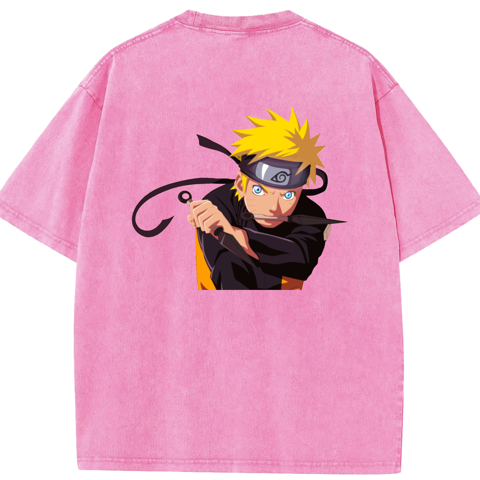 （画像用） NARUTO -ナルト- うずまき ナルト Uzumaki Naruto 綿100% ヴィンテージ風 半袖Tシャツ（背面プリント）
